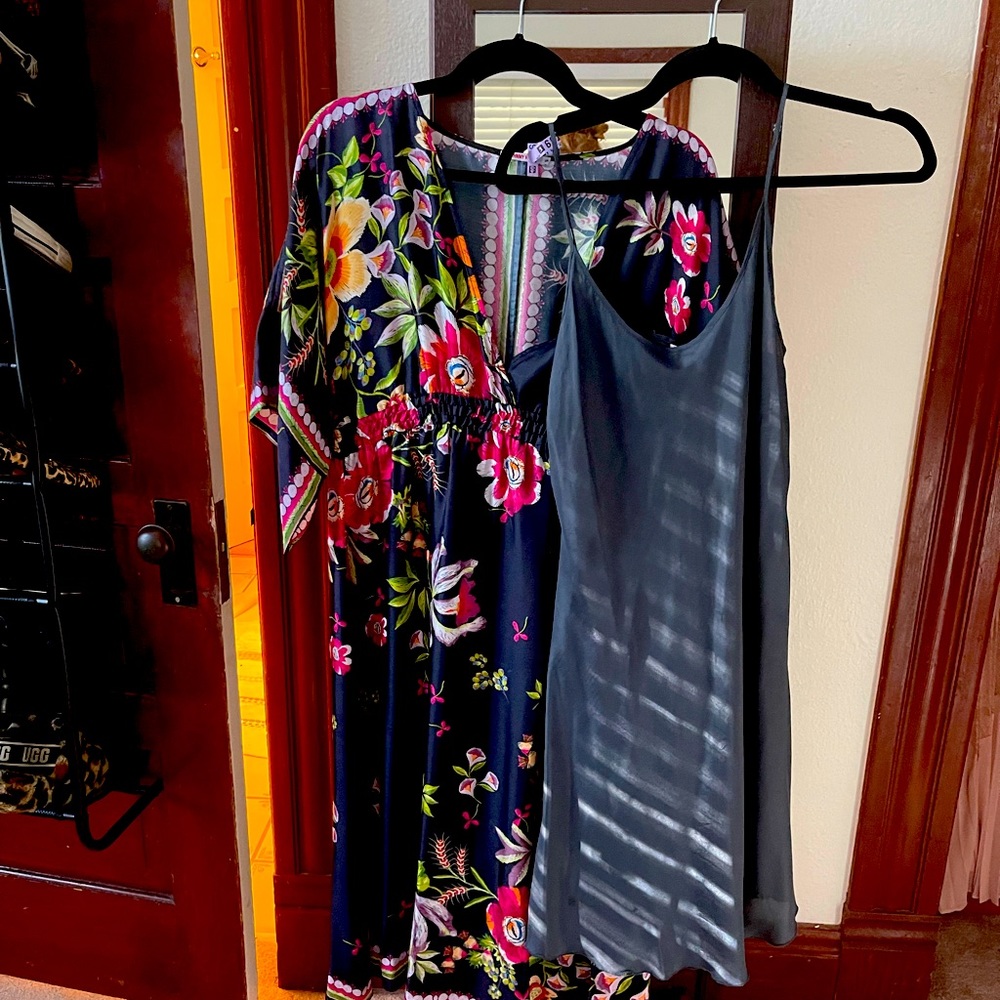 Beautiful flowy Johnny Was Silk Dress with Silk Slip. Worn once